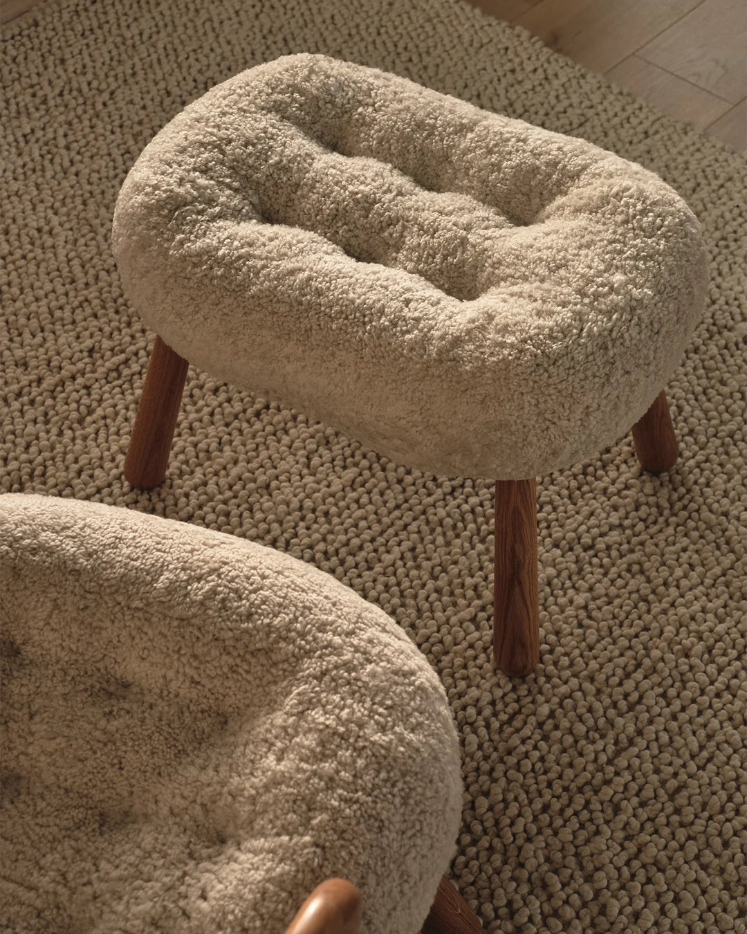 Clam Stool Moonlight Oiled Oak, in AM Designs showroom, Antwerpen