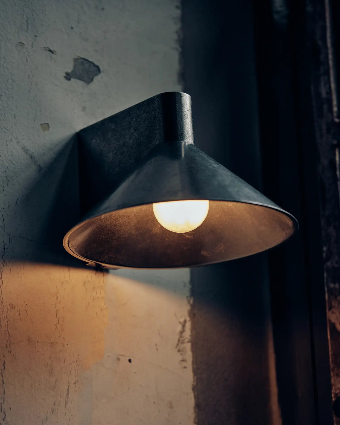 Conical Wall Light Satin Steel, in AM Designs showroom, Antwerpen