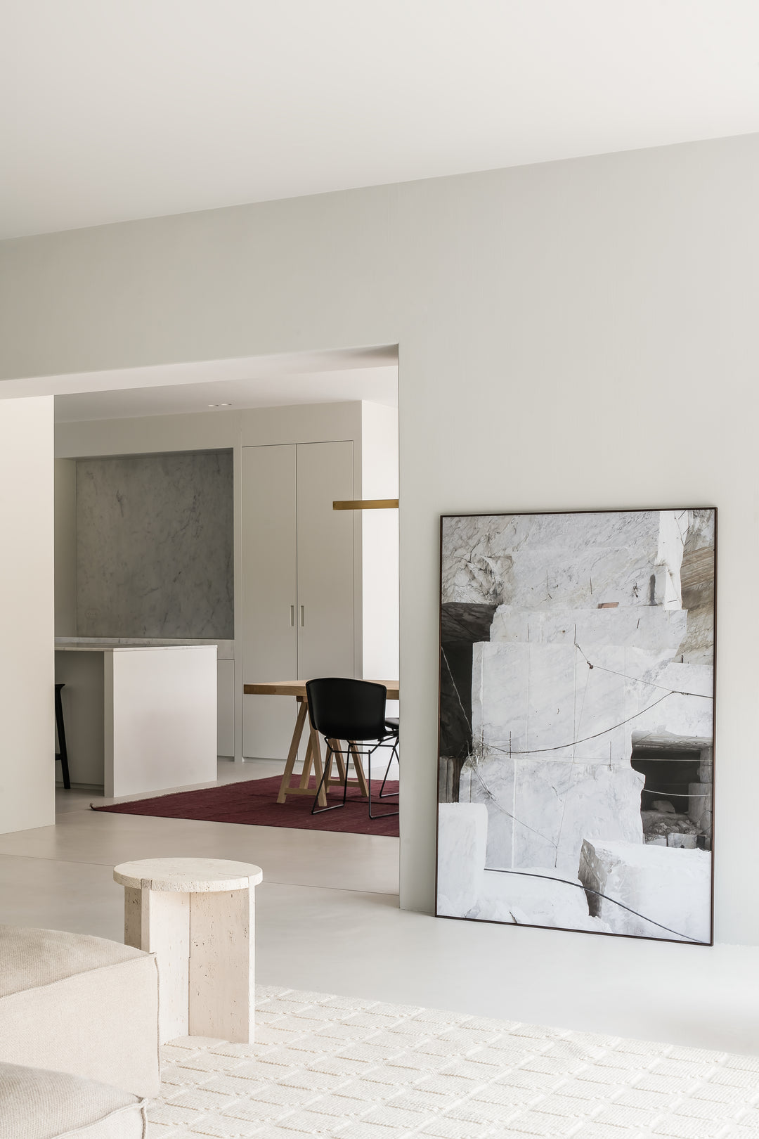 Travertine side table